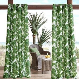 Palm Leaf Print Curtain Panels